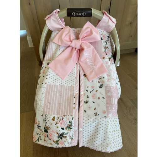 Baby Girl Car Seat Cover - Pink Magnolia Floral  - All Cotton or Minky  - Baby Girl - Shower Gift