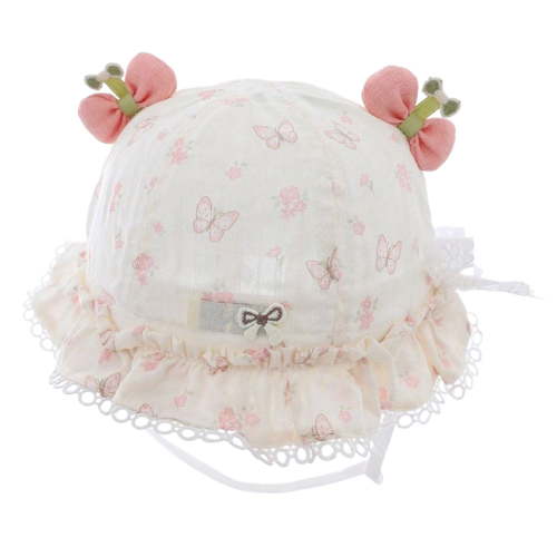 Wxirdiow Newborn Sun Hats for Baby Girls Baby Girls Boys Lace Cotton Bonnet Toddlers Newborn Infant Soft Double Layer Sun Protection Hat with Chin Strap Pink Size,3-18 Months