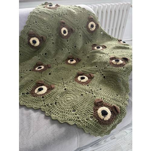 Teddy Bear Baby Shower Gift, Hairloom Baby Blanket, Baby Wrap Blanket, Crochet Animal Stroller, Unique Nursery Decor, Coton Toddler Throw - Etsy