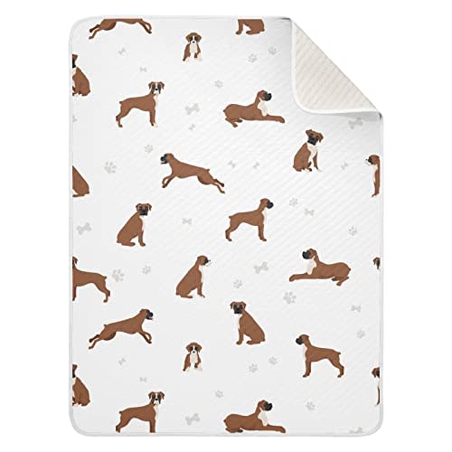 Swaddle Blanket Boxer Dog Cotton for Infants, Receiving Lightweight Soft Swaddling for Crib, Stroller, Nursery, Puppy, 30x40 in