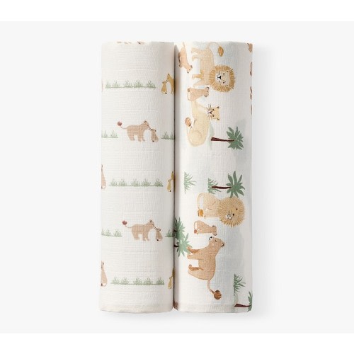 Lion Family Organic Muslin Swaddle Set