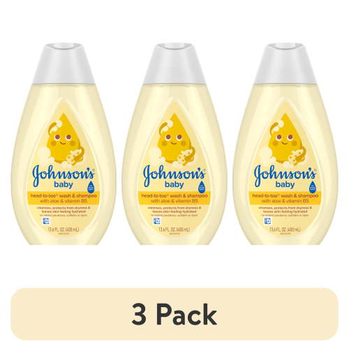 (3 pack) Johnson's Baby Head-To-Toe 2-in-1 Baby Wash & Shampoo, 13.6 fl. oz
