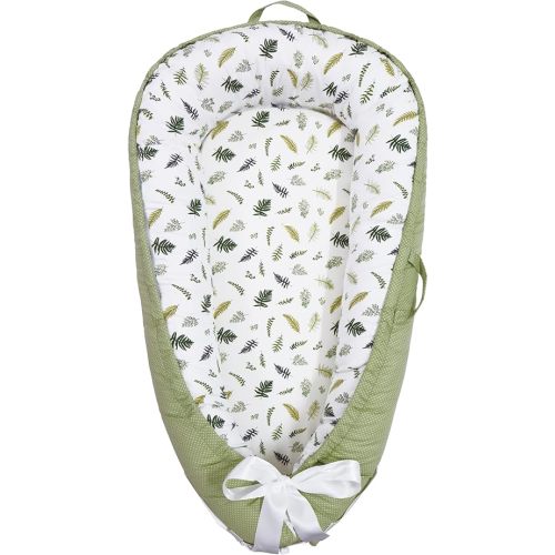 Baby Lounger | Organic Cotton Infant Lounger | Reversible, Adjustable & Portable Floor Lounger |Supervised Use | Soft, Breathable, Washable Cover - Star Collection (Sage Leaf)