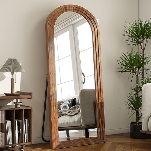 BEAUTYPEAK 22-in W x 65-in H Arch Brown Framed Full Length Floor Mirror LS-SMGZ2265-BR at Lowes.com