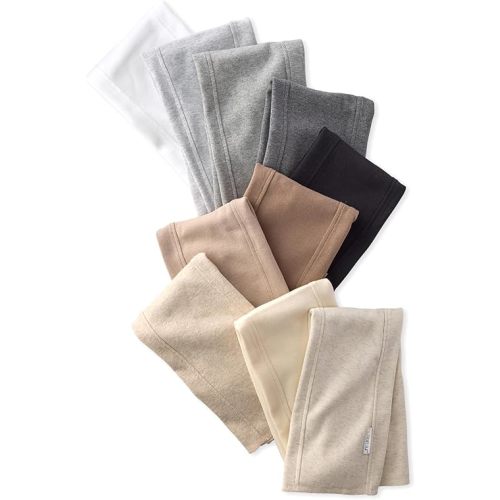 Butterblu Bailey 10-Pack Burp Cloths 100% Organic Cotton Knit for Newborn & Baby Boys & Girls, Stone Natural Rainbow, One Size