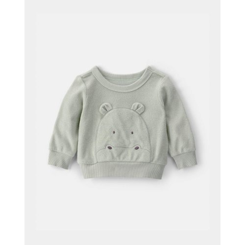 Baby Hippo Terry Pullover Sweatshirt - Green | Carter's