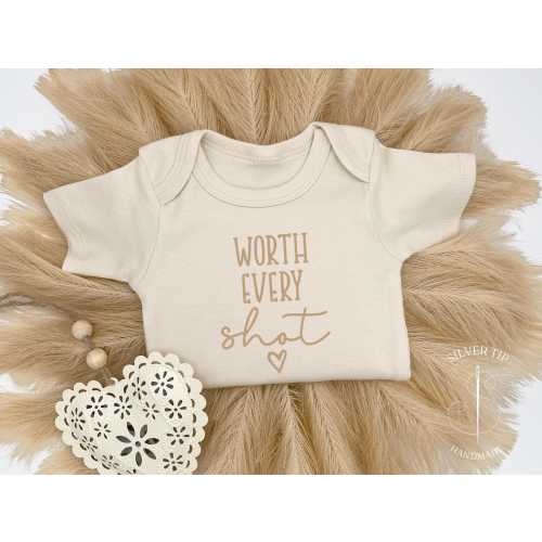Embroidered Worth Every Shot Bodysuit, Miracle Baby, IVF Pregnancy Announcement Bodysuit, IVF Baby Announcement, Surrogate Bodysuit