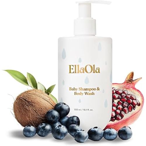 ELLAOLA Tear Free Baby Shampoo & Body Wash - Organic, Hypoallergenic Baby + Kid Soap Hydrates & Nourishes While Gently Cleansing Sensitive Skin, Fragrance Free | 10.1 fl. oz.