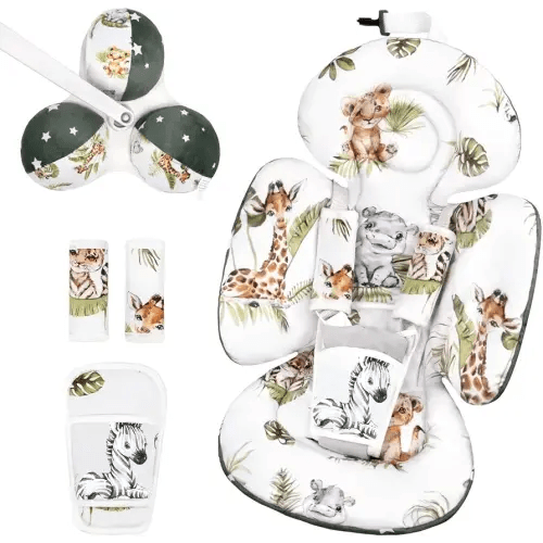 Infant Insert Compatible with 4moms Mamaroo Swing and Infant Carseat, Including 3 Replacement Toys, Reversible Newborn Insert for Baby Swing, Stroller, Bouncer, Soft Fabric - Animals