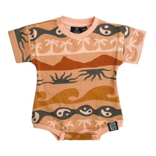 The Little Surfer Dude Brown Baja Tide Bubble Romper - Brown Baja Tide Bubble Romper