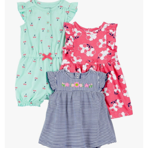 Simple Joys by Carter's Baby Girls' 3-Pack Romper, Sunsuit and Dress