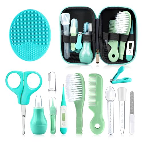 Baby Grooming Kit, Infant Safety Care Set with Hair Brush Comb Nail Clipper Nasal Aspirator,Baby Essentials Kit for Newborn Girls Boys