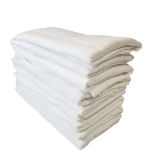SupremePlus 14" x 21" Cotton 4-Ply Absorbent Reusable Prefold Cloth Diaper, White, 6 Pack