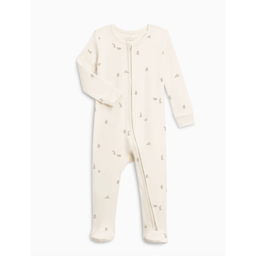 Peyton Zipper Sleeper - NB sz bunny print
