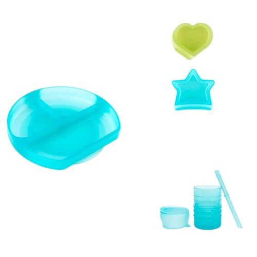 Bumkins Toddler and Baby Suction Plate with Sections, Silicone Divided Grip Dish, Accessory Ramekin/Snack Cups, and Drinking Cup with Straw and Lid, Children Feeding Supplies, Babies Ages 6 Mos Up