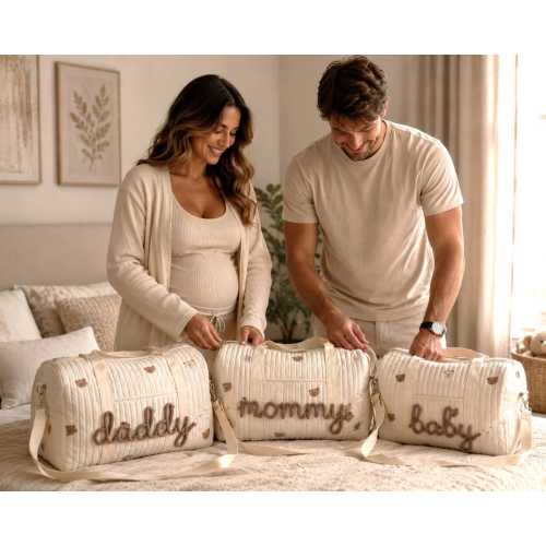 Personalized Hospital Bag Set of 3, Mama Daddy Baby Matching Bags, Labor and Delivery Bag, Maternity Weekender, Baby Birth Bag