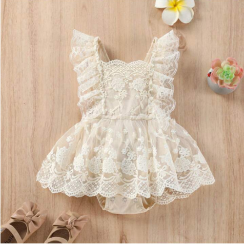 Newborn Baby Girl Summer Romper Dress Infant Fly Sleeve Flower Embroidery Mesh Tulle Skirt Hem Bodysuit Baby Girl Lace Romper Boho Clothes Newborn Photography Outfits | SHEIN USA