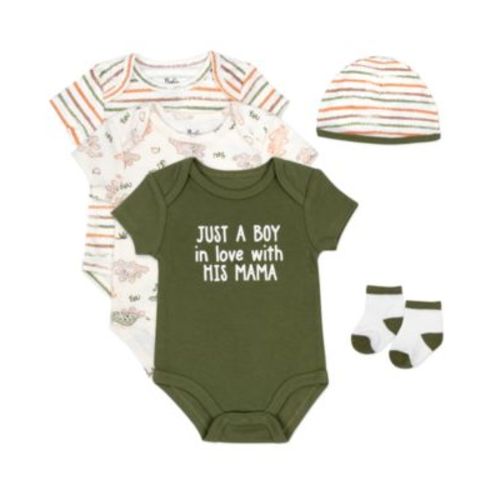 Baby Boys Just A Boy In Love Bodysuits, Cap & Socks, 5 Piece Set