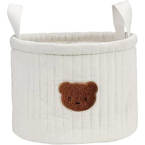 Teddy Bear Diaper Bag 9.45x7.09in Small Soft Polyester Cotton Cute Storage Bins with Handle Portable Bear Basket for Nursery Room HomeTeddy Diaper Bag