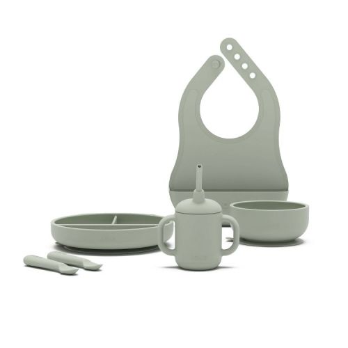 Lalo 6pc Silicone First Bites Full Kit Feeding Set - Sage