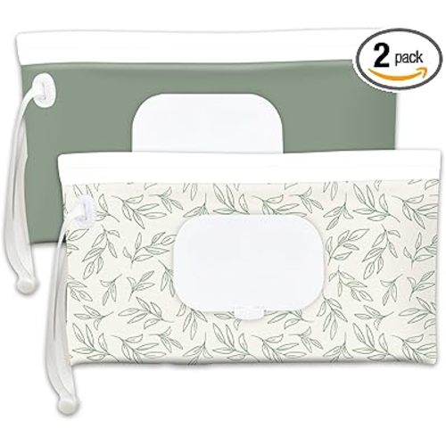 Baby wipes dispenser，portable baby wipes holder for outdoor, Refillable baby wipes container, on the go wet wipe pouch for travel, resuable wipes dispenser for hiking (sage)