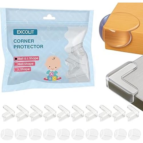 20 Pack Corner Protector for Baby - Clear & Transparent Edge Guards for Baby Proofing, Safety Furniture Corner Protectors for Furniture to Prevent Injuries (10 L Shaped & 10 Ball Shaped)