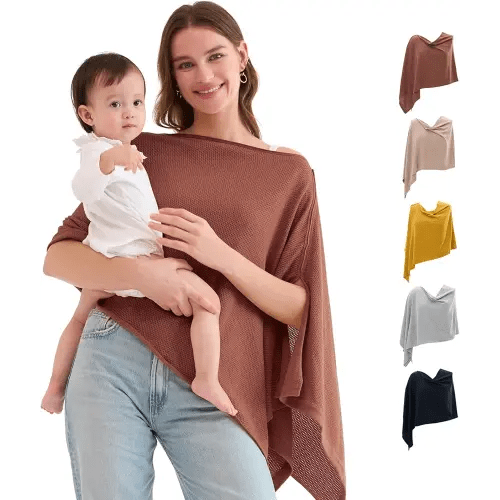 Momcozy Nursing Cover for Breastfeeding, Breathable Soft Privacy Poncho, Multi-Use Nursing Shawl, Portable Breast Feeding Covers for Women, Includes Laundry Bag