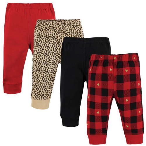 Hudson Baby Girl Cotton Pants, Gold Heart Plaid, 0-3 Months
