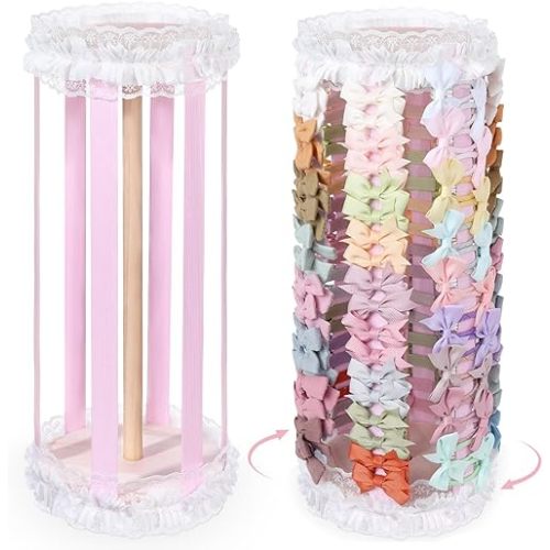 POVETIRE Bow Holder for Girls Hair Bows,360 Rotation Hair Bow Organizer, Hair Clips Stand Hair Accessories Rack Display Decors Baby Nursery Toddler Girls Room