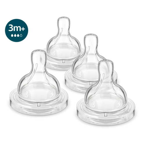 Philips Avent Anti-colic Baby Bottle Flow 3 Nipple, 4pk, SCY763/04