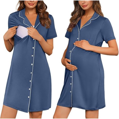 Labor and Delivery Gown Birthing Maternity Pajamas Nightgown Nursing Dress