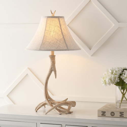 JONATHAN Y JYL6305B Antler 27.5" Rustic Resin LED Table Lamp, Traditional for living room, dinning room, bedroom, office Bulb Included, Beige