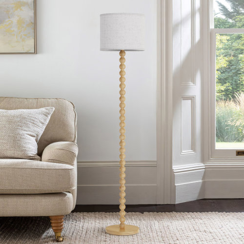 Red Barrel Studio® Solid Wood Traditional Floor Lamp With Beaded Column, Include 3-color Bulb & Reviews | Wayfair