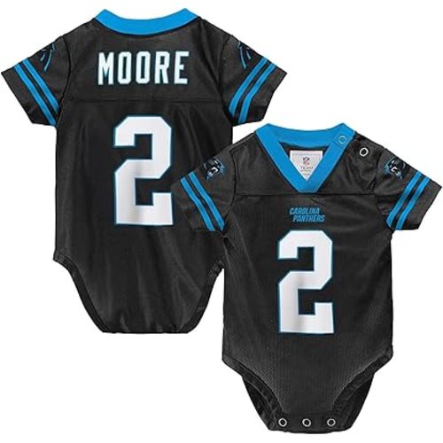 DJ Moore Carolina Panthers #2 Black Newborn Infants Team Color Home Creeper Bodysuit Player Jersey