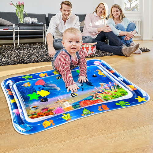 Aidoshy Premium Tummy Time Water Mat, Large Multi-Stage Activity Center Promoting Baby Motor & Sensory Development, Inflatable Playmat Visual Stimulation Gift Infants Toddlers Boys Girls