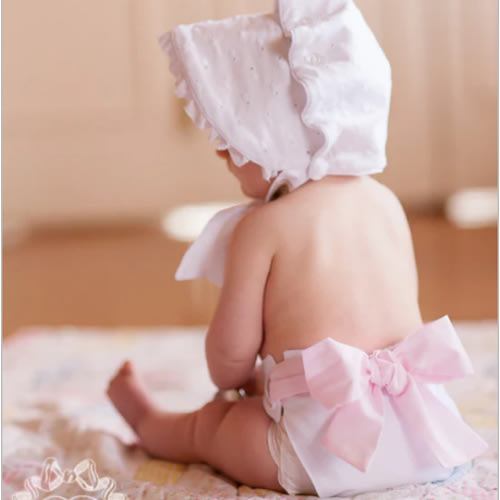 Baby Bow Bottom Bloomer - Worth Avenue White with Palm Beach Pink