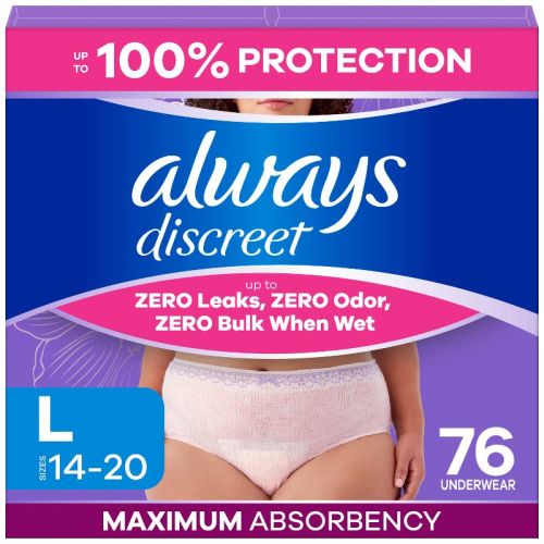 Always Discreet Incontinence Underwear Women's - Maximum Protection - Large - 76ct