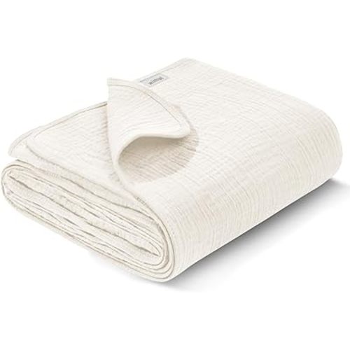 Muslin Swaddle Blankets, Swaddle Blanket for Baby Girls and Boys, Baby Receiving Blankets, Baby Essentials, Suitable for Neutral Newborns and Crib Essentials, Large 40 x 36 inches (Cream)