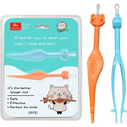 Two Pack 3 in 1 Baby Nose and Ear Gadget, Safe Baby booger remover, Nose Cleaning Tweezers, Nose Cleaner for Baby Infants and Toddlers, Dual Earwax and Snot Removal baby must have items