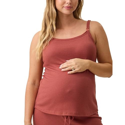 Kindred Bravely Essentials Nursing Camisole Maternity Tank Top Built in Bra | Soft ribbed breastfeeding cami with clip down straps and shelf bra. Stretchy sleep and lounge fit for pregnancy to postpartum