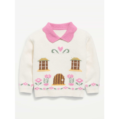 SoSoft Collared Graphic Sweater for Toddler Girls