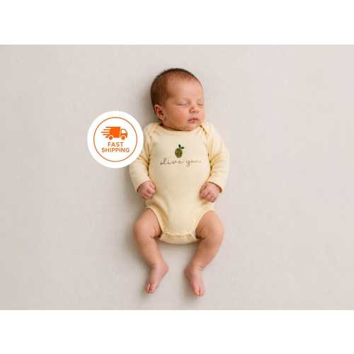 Embroidered olive you Bodysuit with an olive, Foodie Baby Gift, Cute Pun Baby Bodysuit, Baby Shower Gift, Adorable Little Olive, Baby Olive
