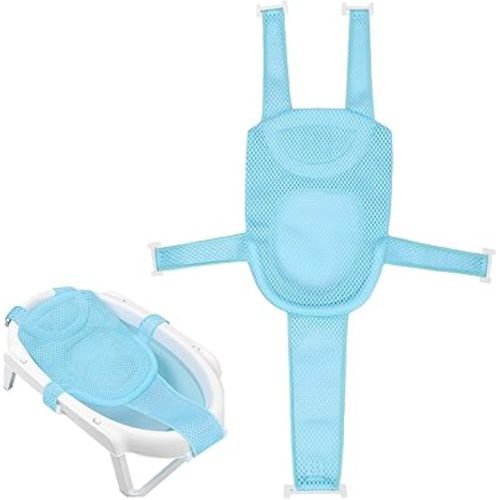 Colorlife Baby Bath Seat Support Net Infant Bathing Seat Support Mat, Adjustable Comfortable Non-Slip Five-Pointed Baby Shower Net Bathtub Sit Up Mesh for Newborn 0-12 Months-Light Blue(No Bathtub)