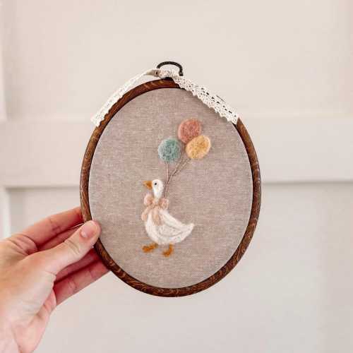 Goose Nursery Wall Art, Needle Felted Goose Decor, Storybook Nursery Decor, Neutral Baby Nursery, Baby Shower Gift
