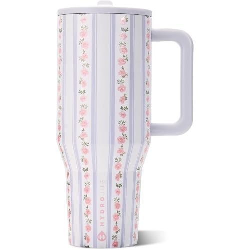 HydroJug Traveler 32oz, Insulated Tumbler with Handle & Straw, Primrose