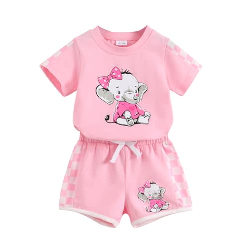 YOUNGER TREE Toddler Infant Baby Girls Summer Outfits Leopard Print Short Sleeve Pocket T-Shirt Tops Pants Clothes Sets