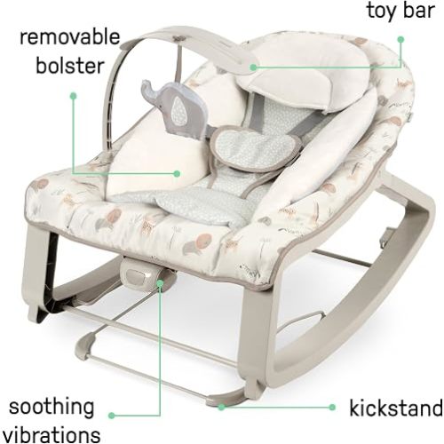 Ingenuity Keep Cozy 3-in-1 Grow with Me Vibrating Baby Bouncer, Green