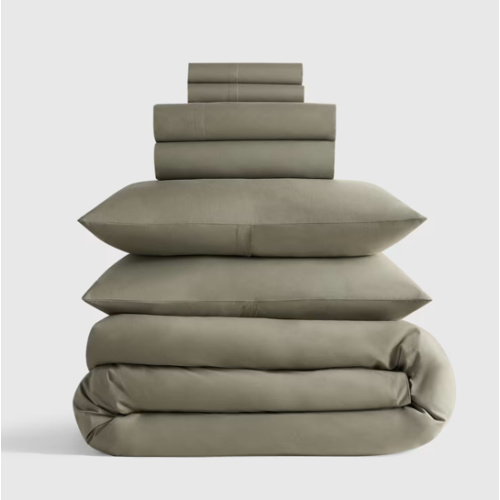 Organic Crisp Percale Deluxe Bedding Bundle in Dried Sage
