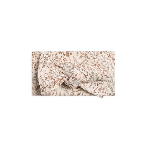 Colored Organics Baby Organic Cotton Hattie Bow Wrap Headband - Marine Floral/Dusty Mauve