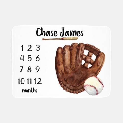 Baseball Milestone Blanket, Baby Boy Milestone Blanket, Personalized Baby Blankie, Monthly Baby Blanket, Boy Blanket, Baby Sports Blanket B1
